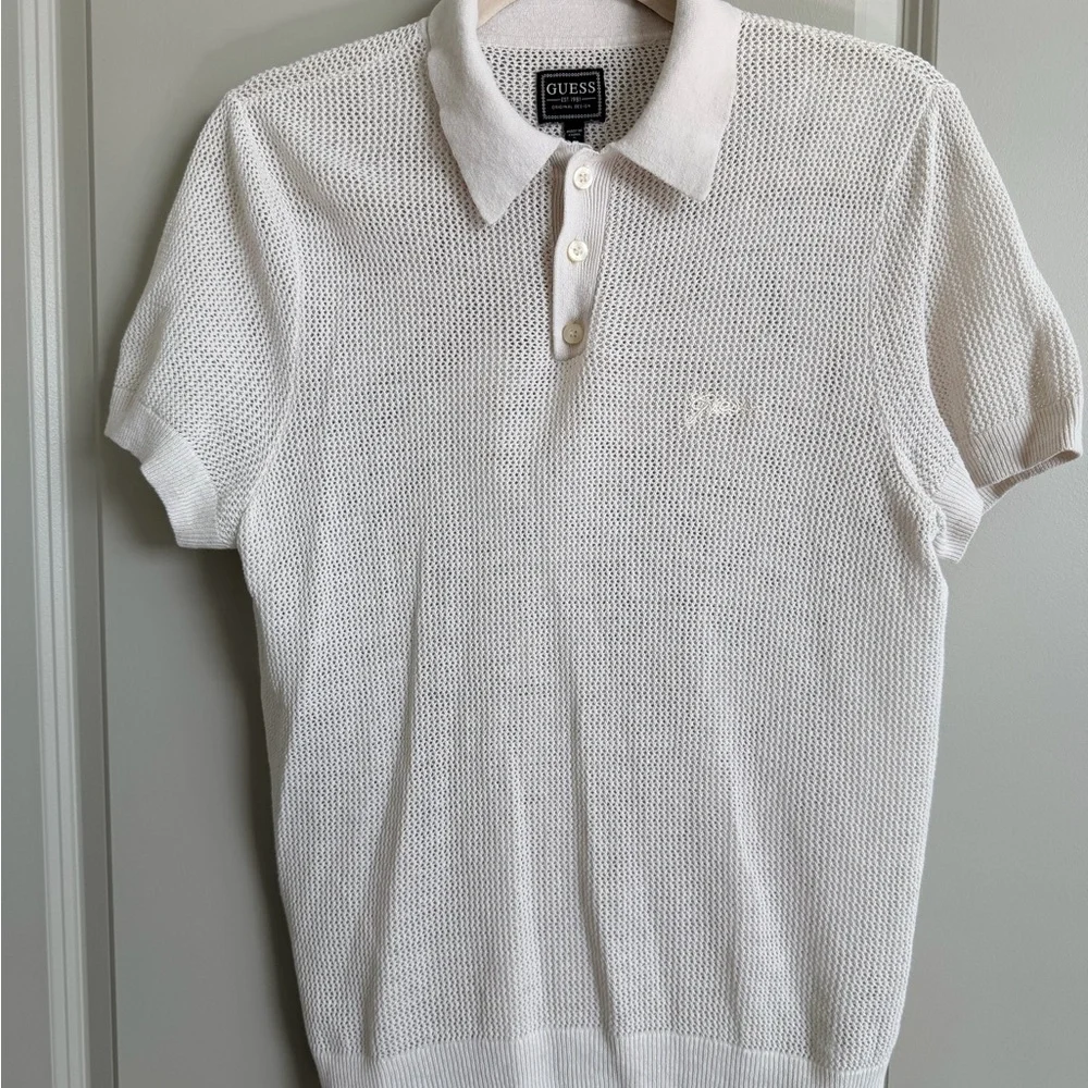 GUESS White Men's Mesh Polo Shirt Size Small